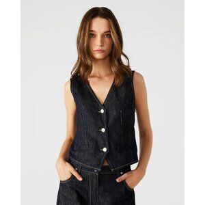 STEVE MADDEN Women's Selene Vest Denim Indigo Size L